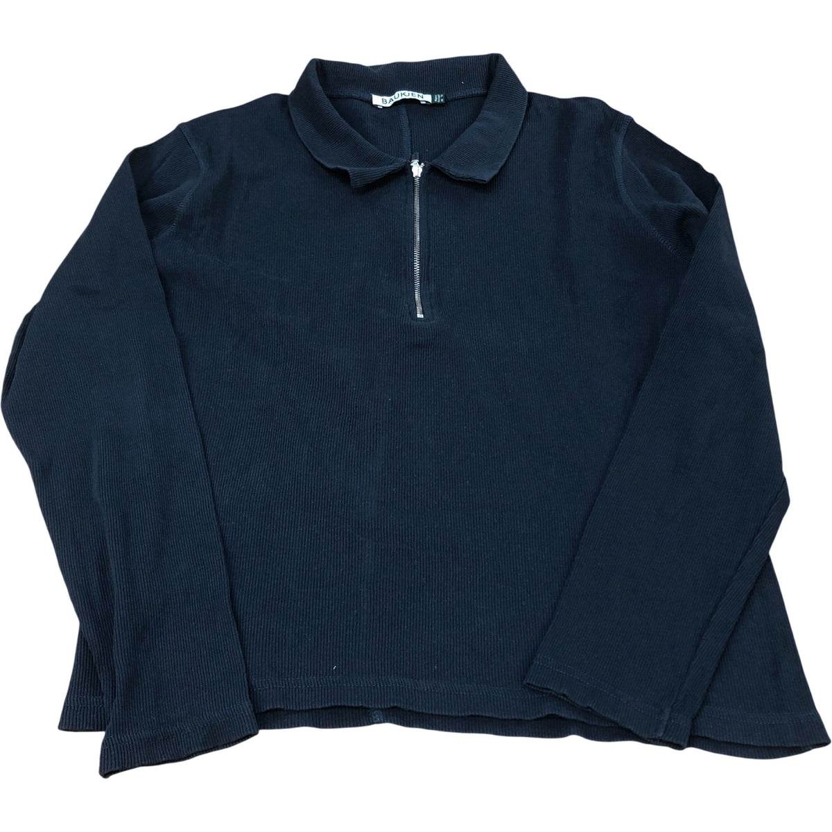 Baukjen Organic Cotton Zip Polo Top Women's Size 18 Long Sleeve Navy