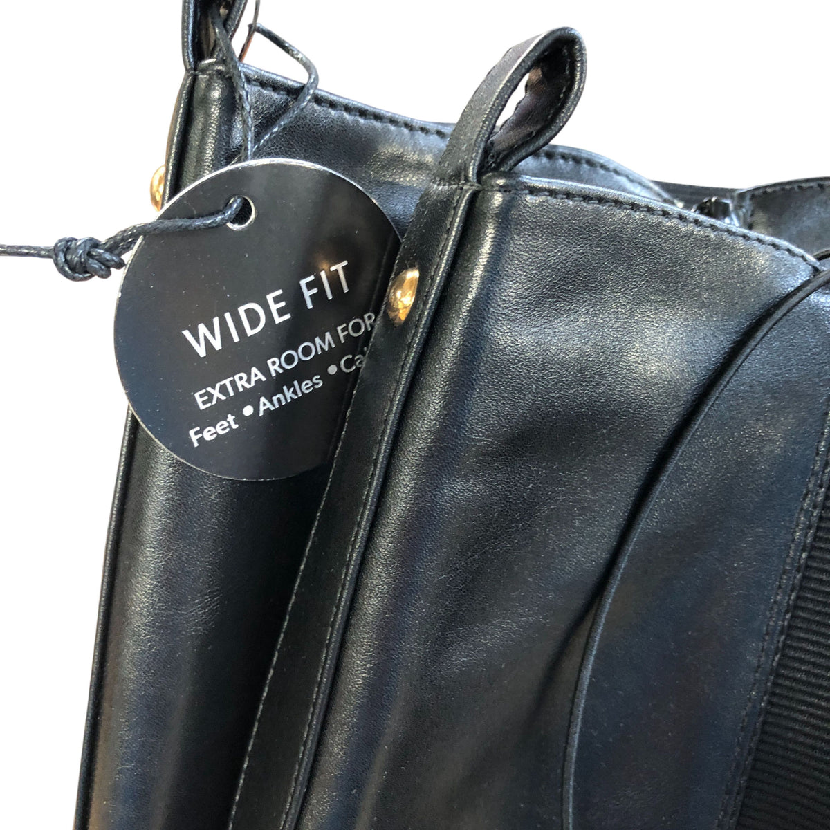 Wide Fit Black Knee High Boots Chunky Heel Faux Leather Size 5