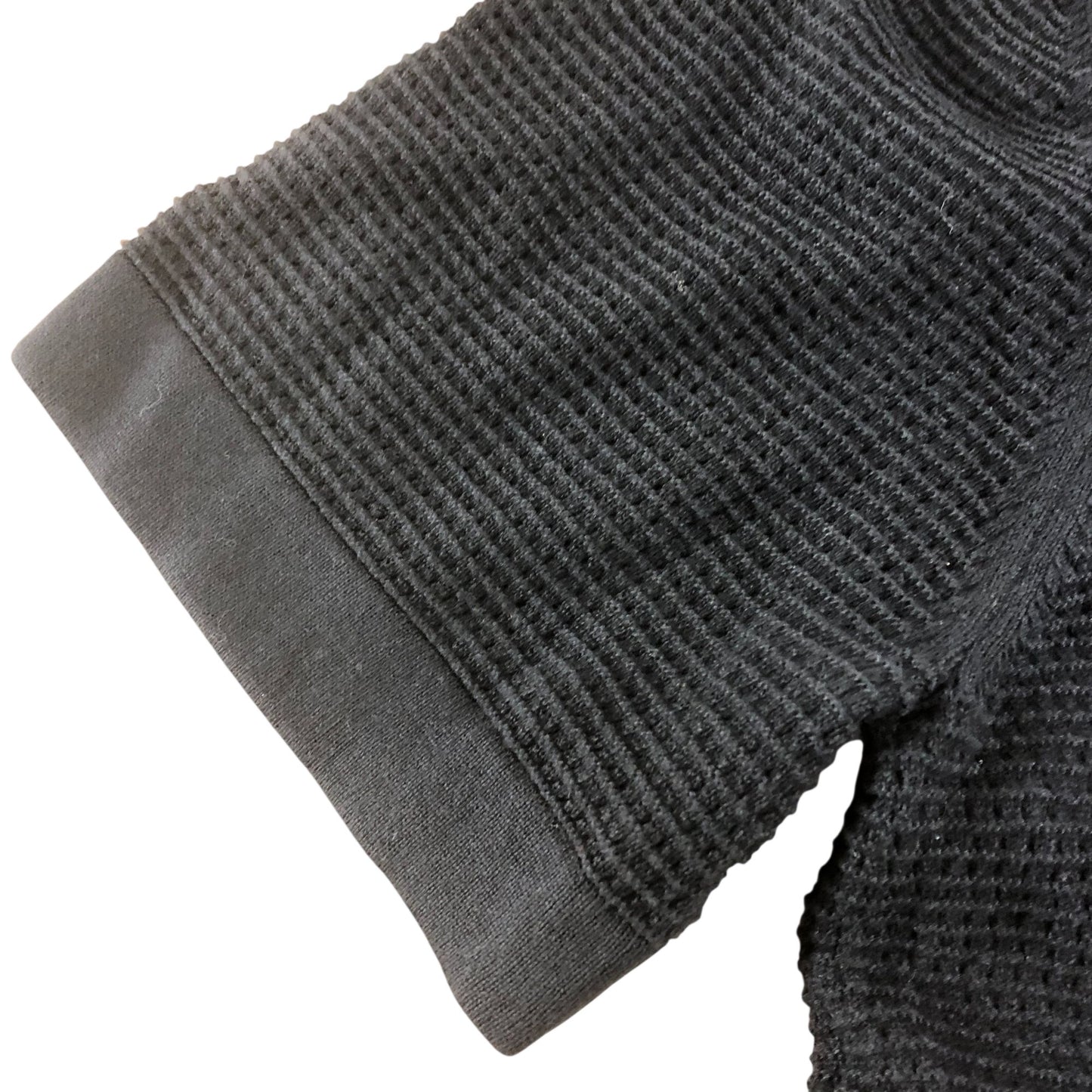 River Island Black Waffle Knit T-Shirt XL Men's Short Sleeve Cotton Casual