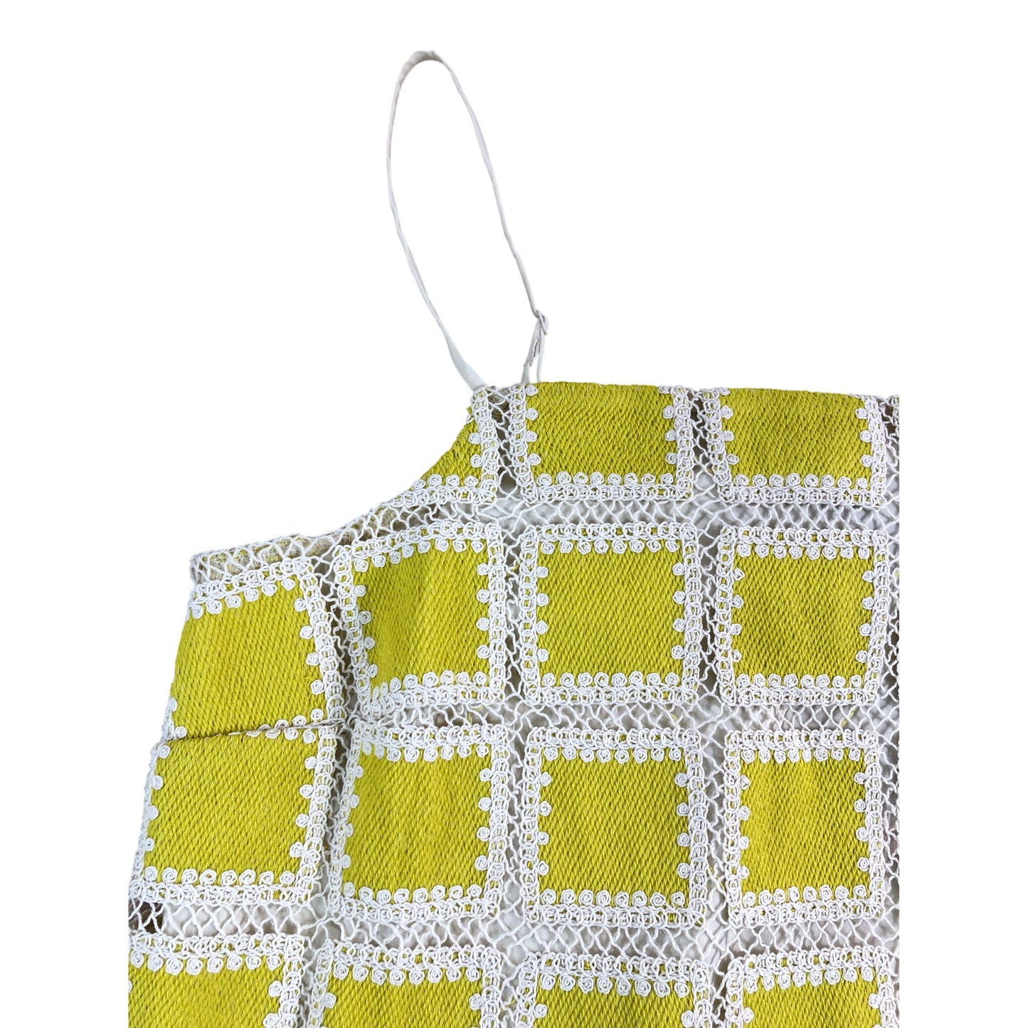 River Island UK14 Women's Yellow Cropped Top with White Lace Trim