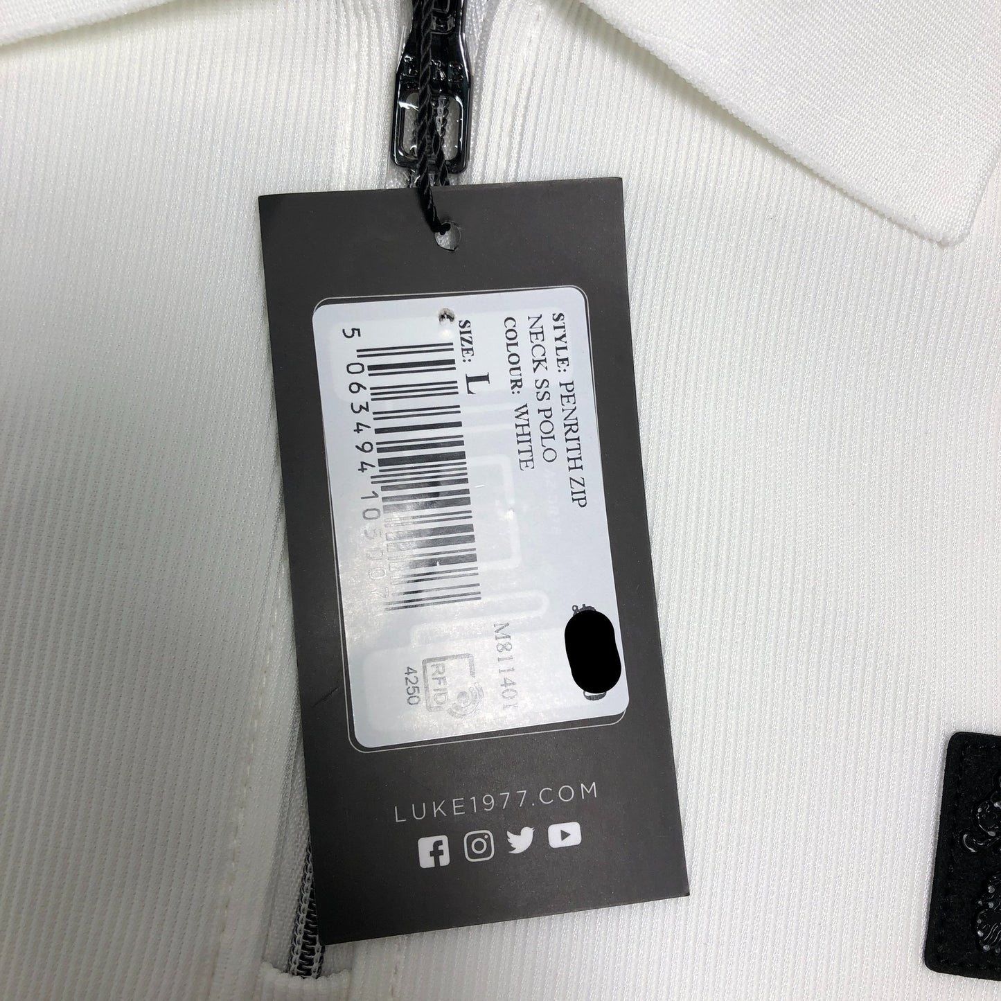 Luke 1977 Mainline Penrith Zip Neck Polo Shirt L Men's White