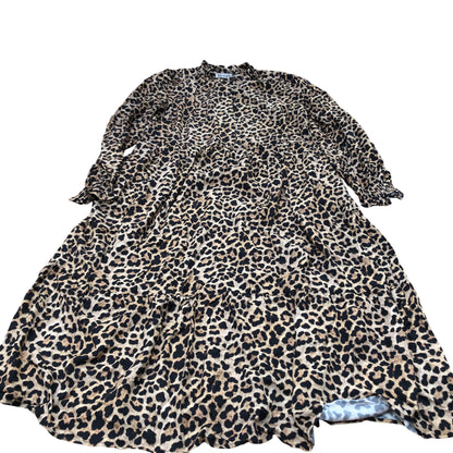 Baukjen Leopard Print Midi Dress Women's Viscose Long Sleeve