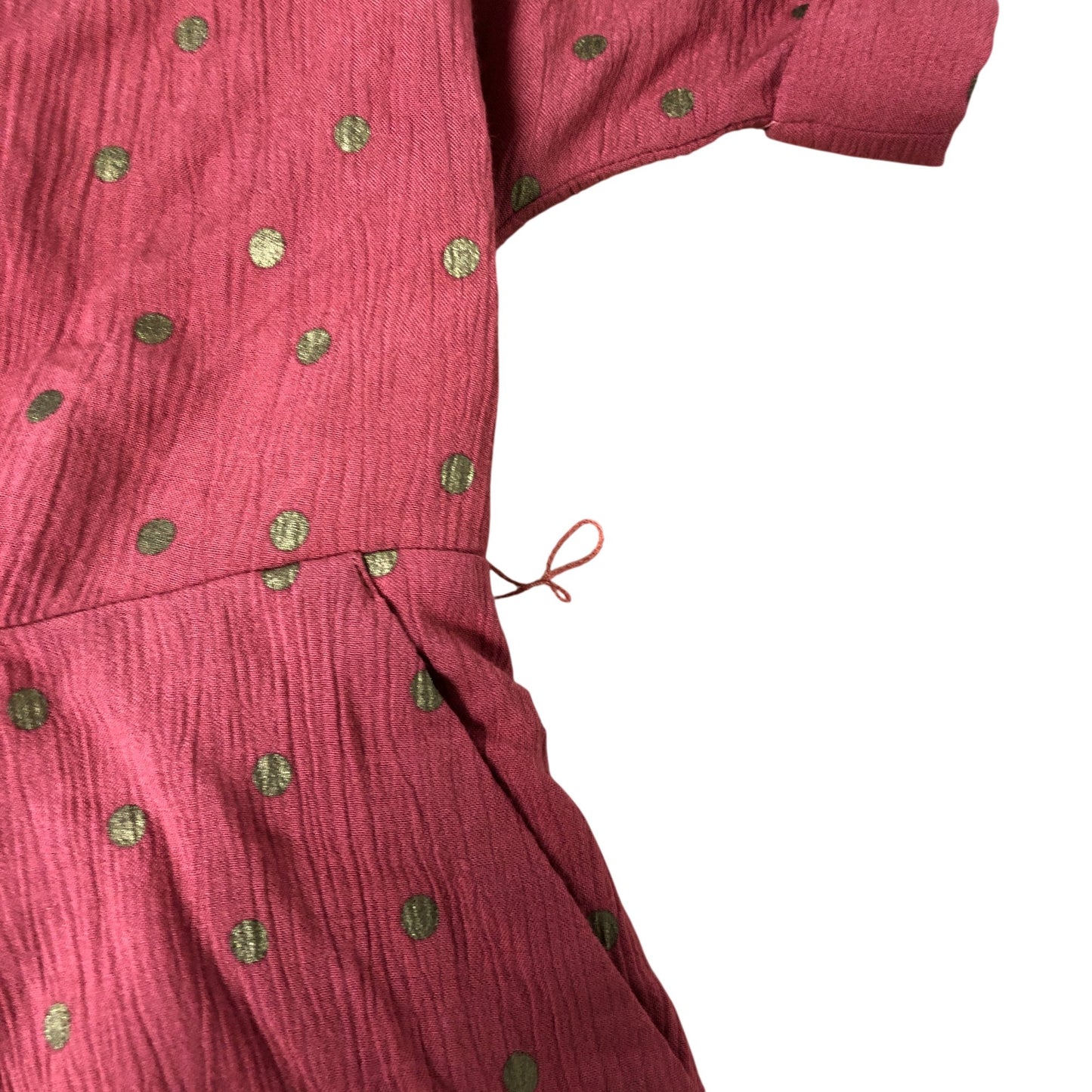 Women's Jumpsuit Size 12 Red Polka Dot Style V Neck Short Sleeve