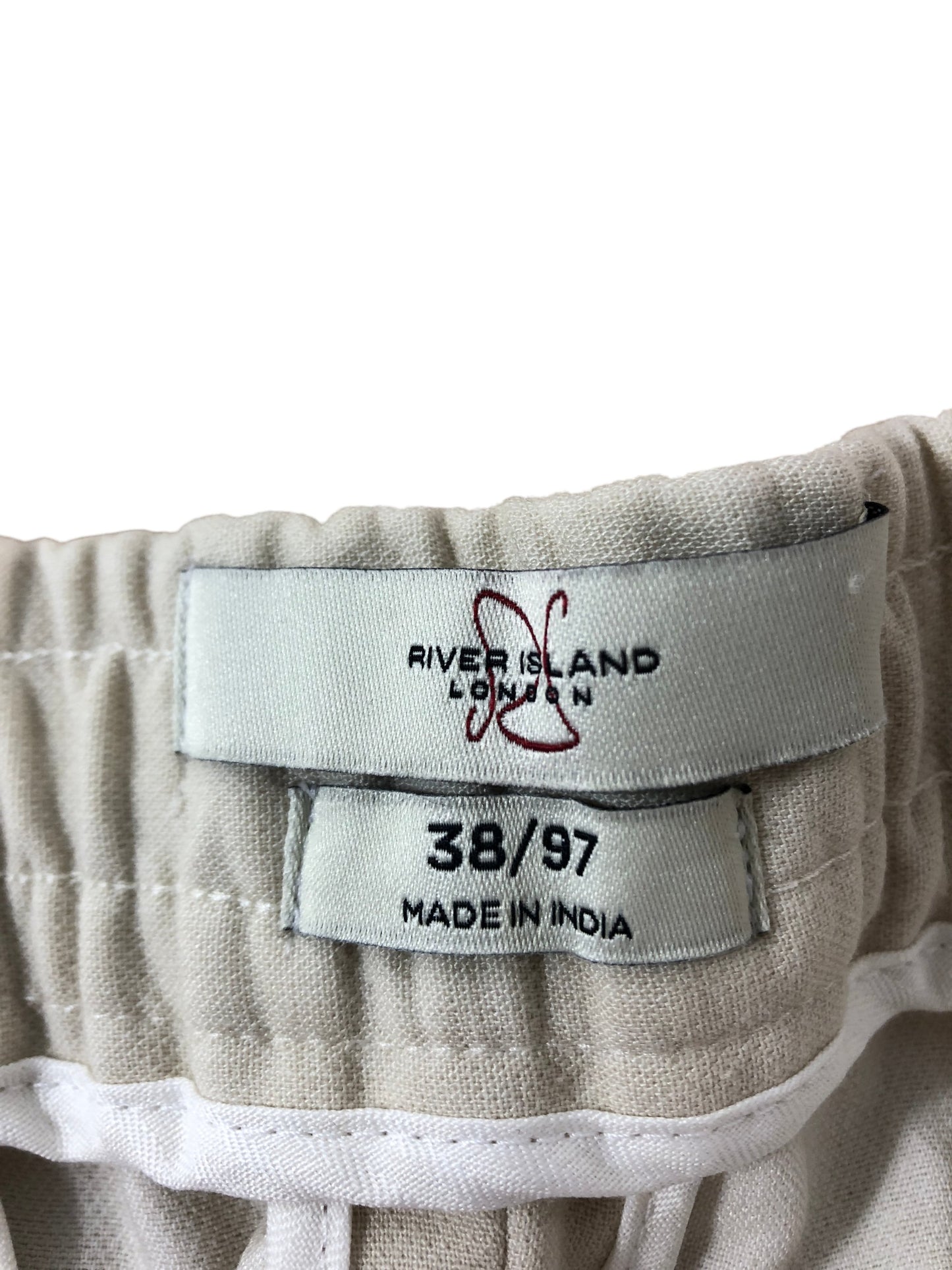 River Island Stone Slim Fit Smart Cargo Shorts UK38 Men's Casual Lightweight