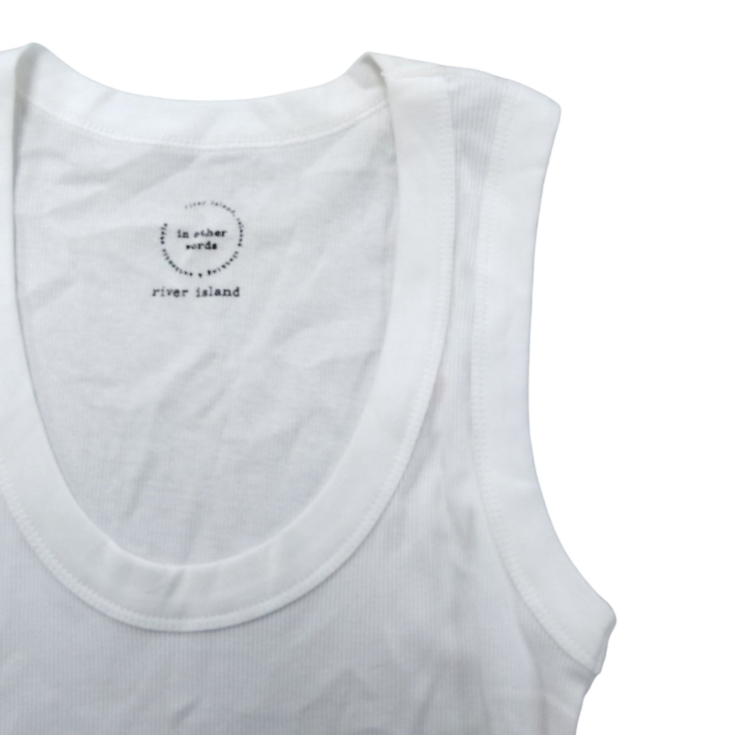 River Island Women's White Tank Top Size UK8 Sleeveless Cotton Classic Tee