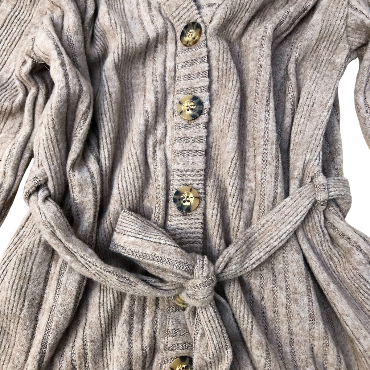 River Island Cardigan Women's Ribbed Button Fastening Belted Long Sleeve Top