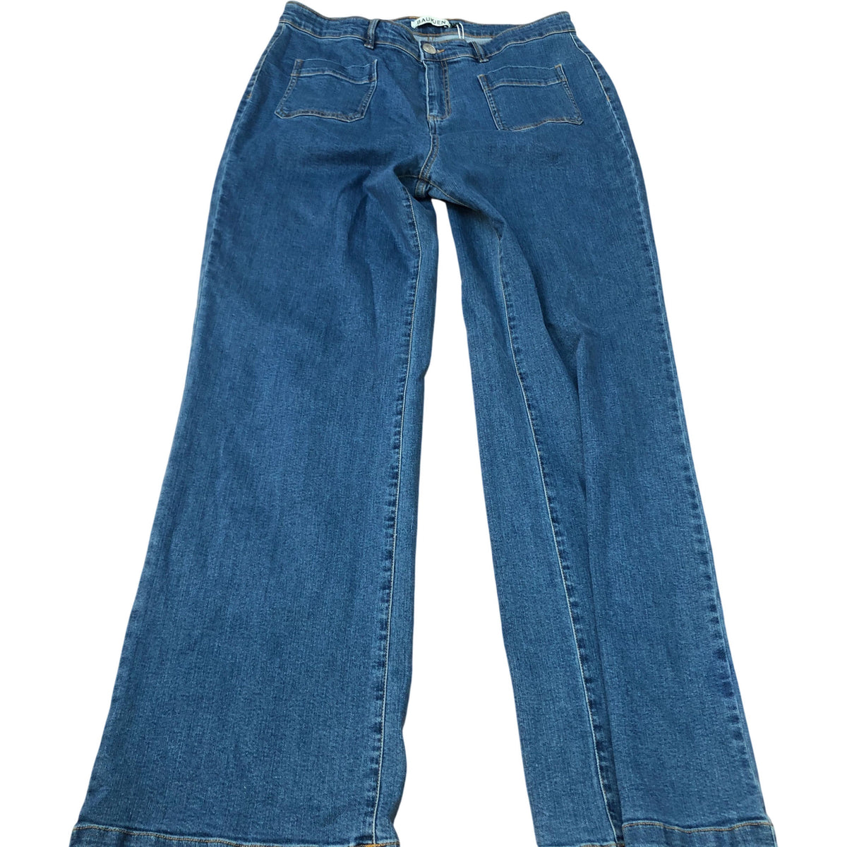 Baukjen Jeans UK Size 16 Women's Blue High Waist Organic Cotton Straight Leg