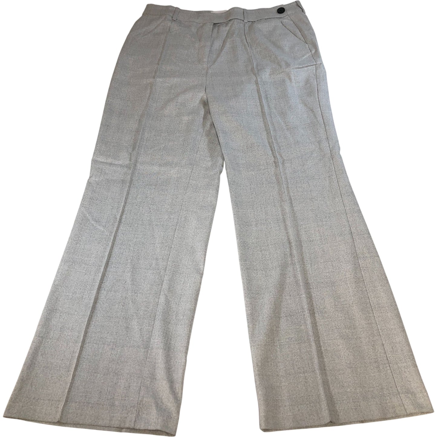 Grey Check Wide Leg Trousers Women's Smart Casual Wear Stretch Fabric UK18