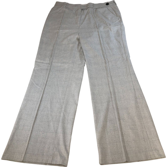 Grey Check Wide Leg Trousers Women's Smart Casual Wear Stretch Fabric UK18