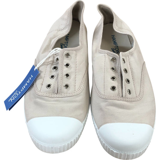 Hampton Canvas 6.5 Women's Putty Trainers With White Toe Cap Casual Shoes
