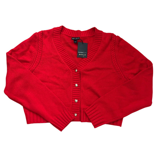 River Island Chunky Knit Cardigan Women's Red Long Sleeve Button Front Size 6
