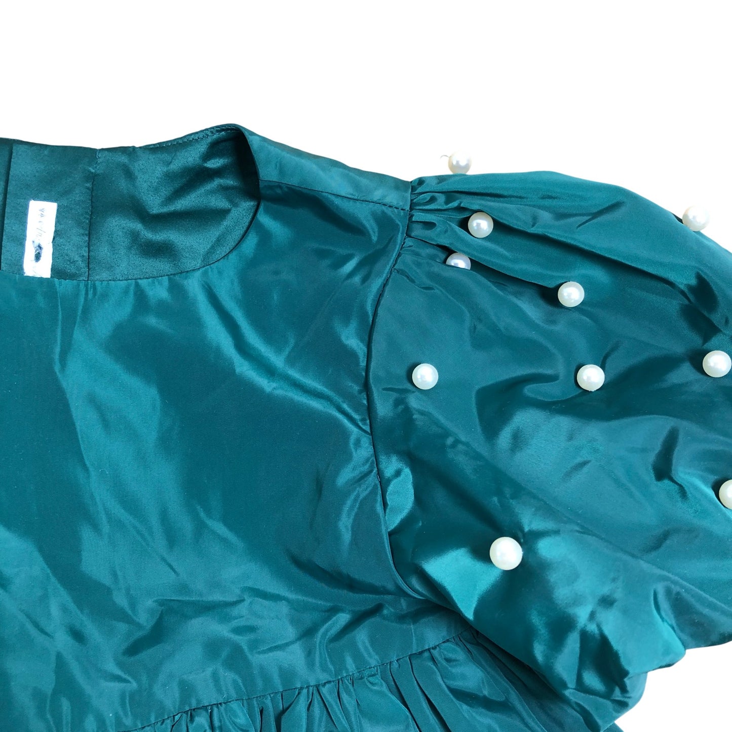 Branded 6Y Girls Puff Sleeve Dress Green Ball Gown