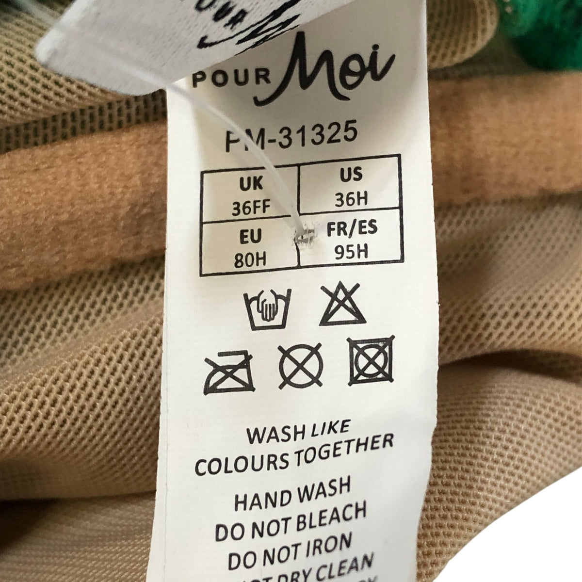 Pour Moi Green Swim Bra Size 36FF Women Recycled Polyamide Eco Friendly