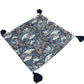 Decorative Pillowcase With Navy Floral Pattern And Tassels 20x20 Inch Cushion