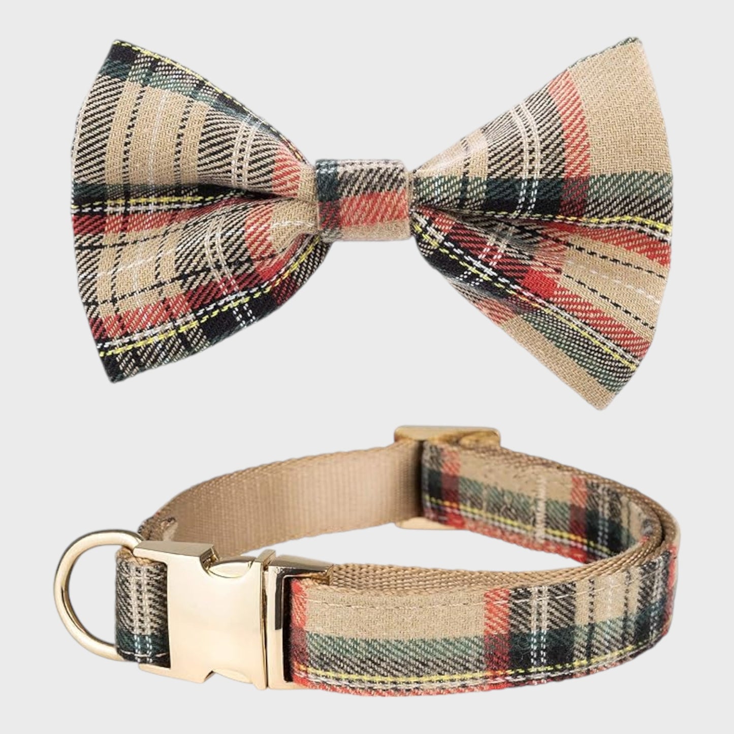 Large Plaid Dog Collar and Leash Set