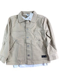 River Island 7-8 Years Boys Jacket Beige Cotton Casual Button Up Outerwear