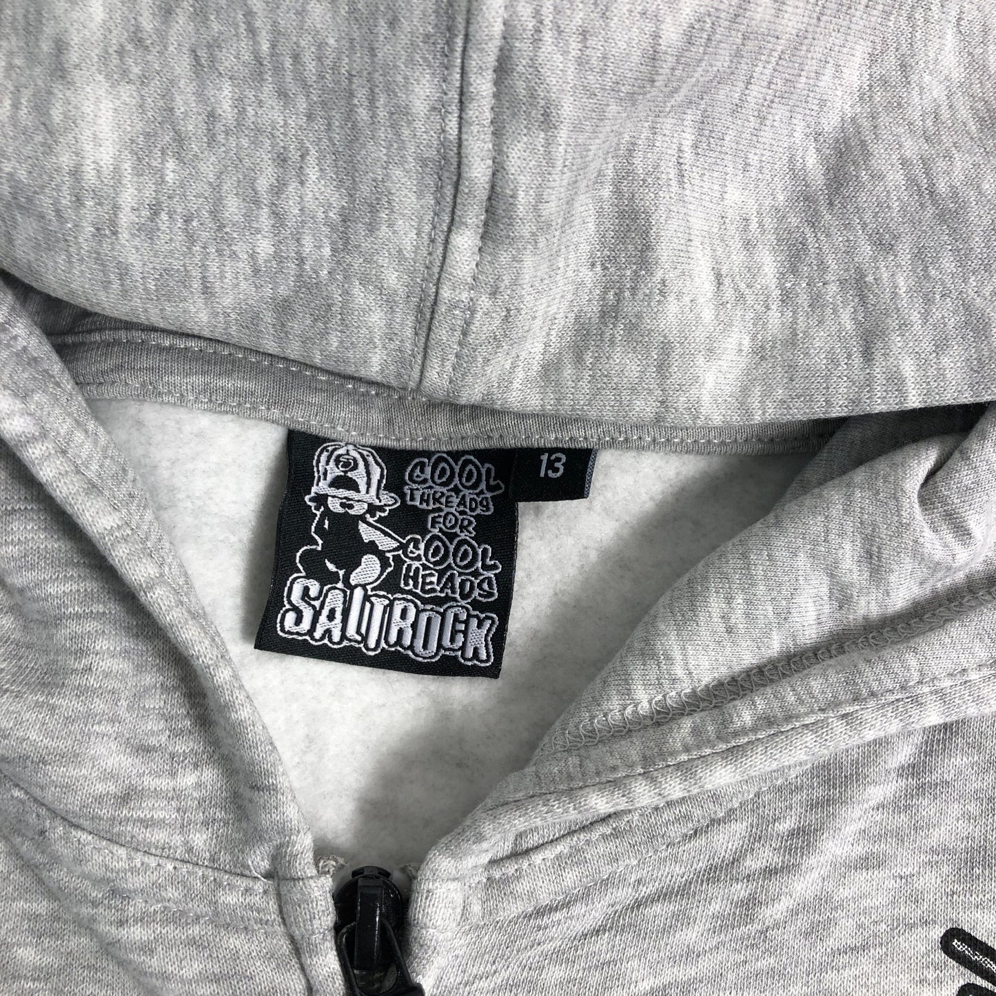 Saltrock Grey Zip Up Hoodie Size 13 Kids Skull Graphic Cotton Blend