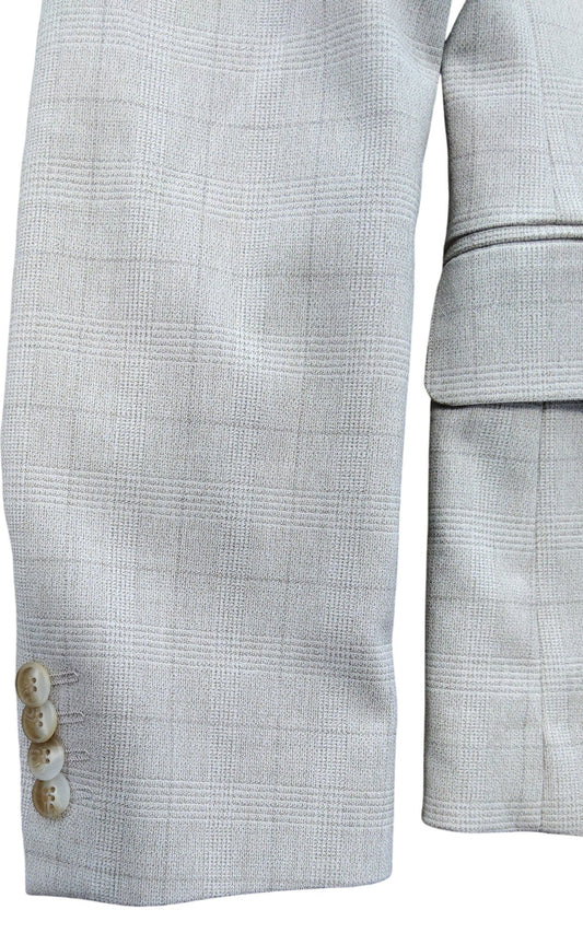 River Island UK36R Men's Beige Check Blazer Suit Jacket Modern Fit Stylish