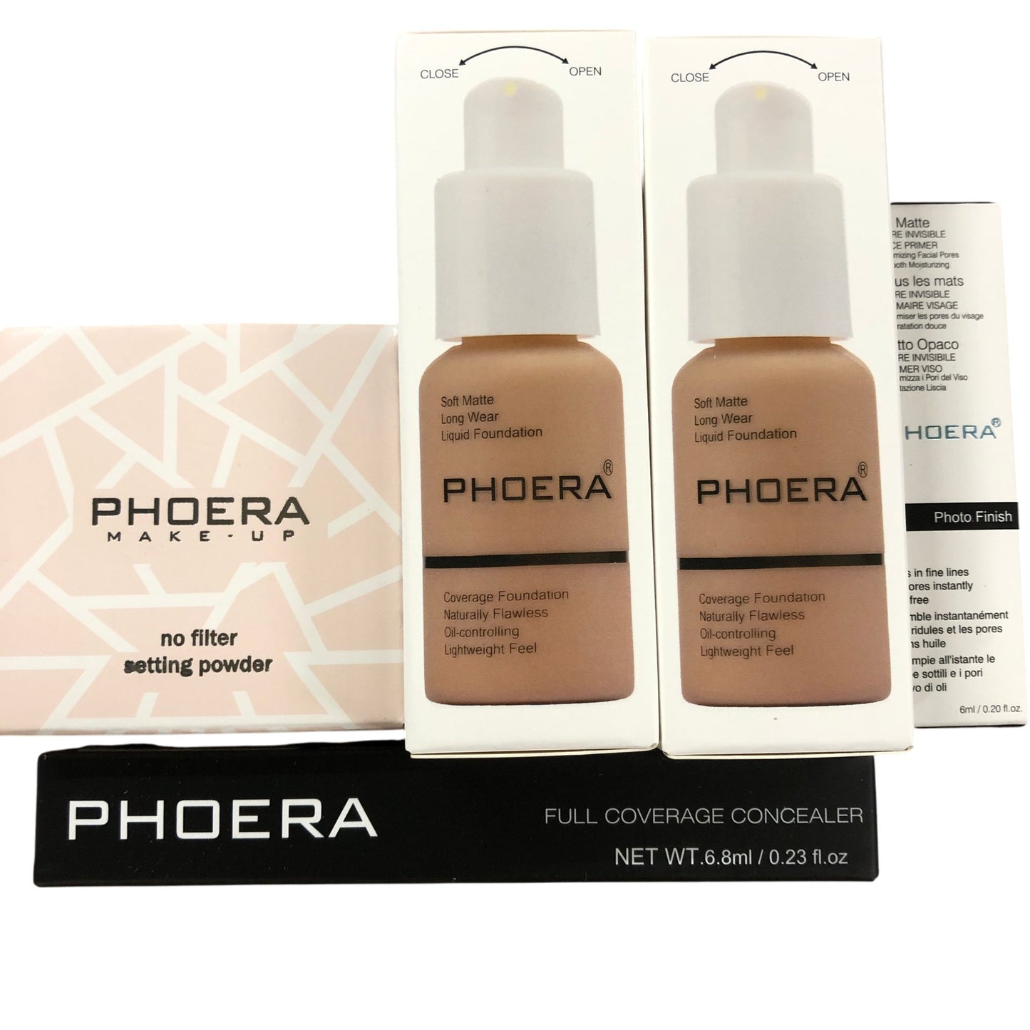 PHOERA Foundation 2PCS #105 Sand Soft Matte Long Wear Liquid Foundation Set