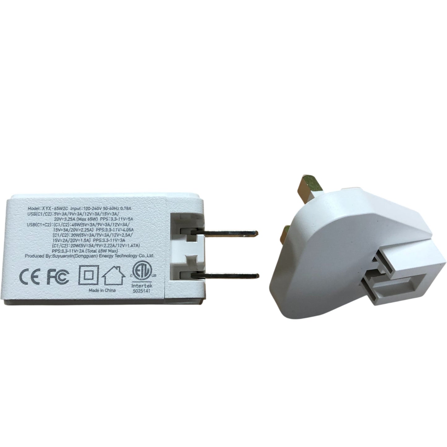 Yoocas White 65W GaN 2 Port Wall Charger USB C Fast Charger Compact Design