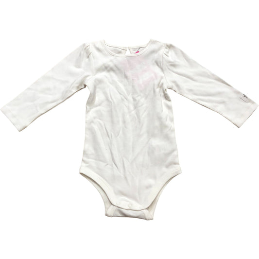 Long Sleeve Baby Bodysuit 6-9M White 100% Cotton