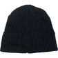 Black Ribbed Beanie Hat One Size Unisex Black Wool Blend