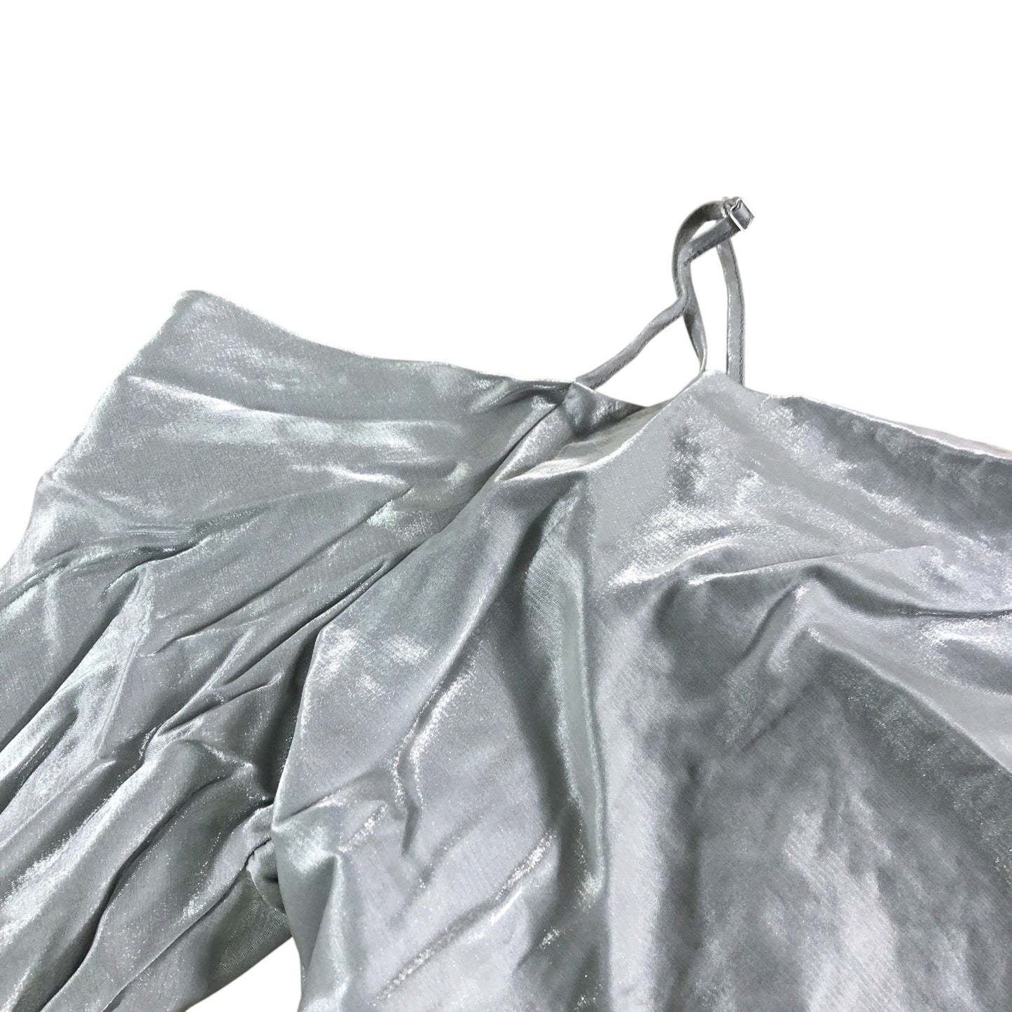 River Island Silver Metallic Cold Shoulder Top UK14 Long Sleeve