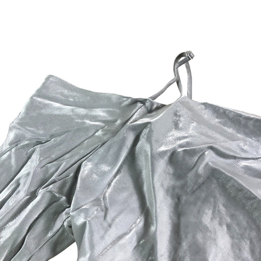 River Island Silver Metallic Cold Shoulder Top UK14 Long Sleeve