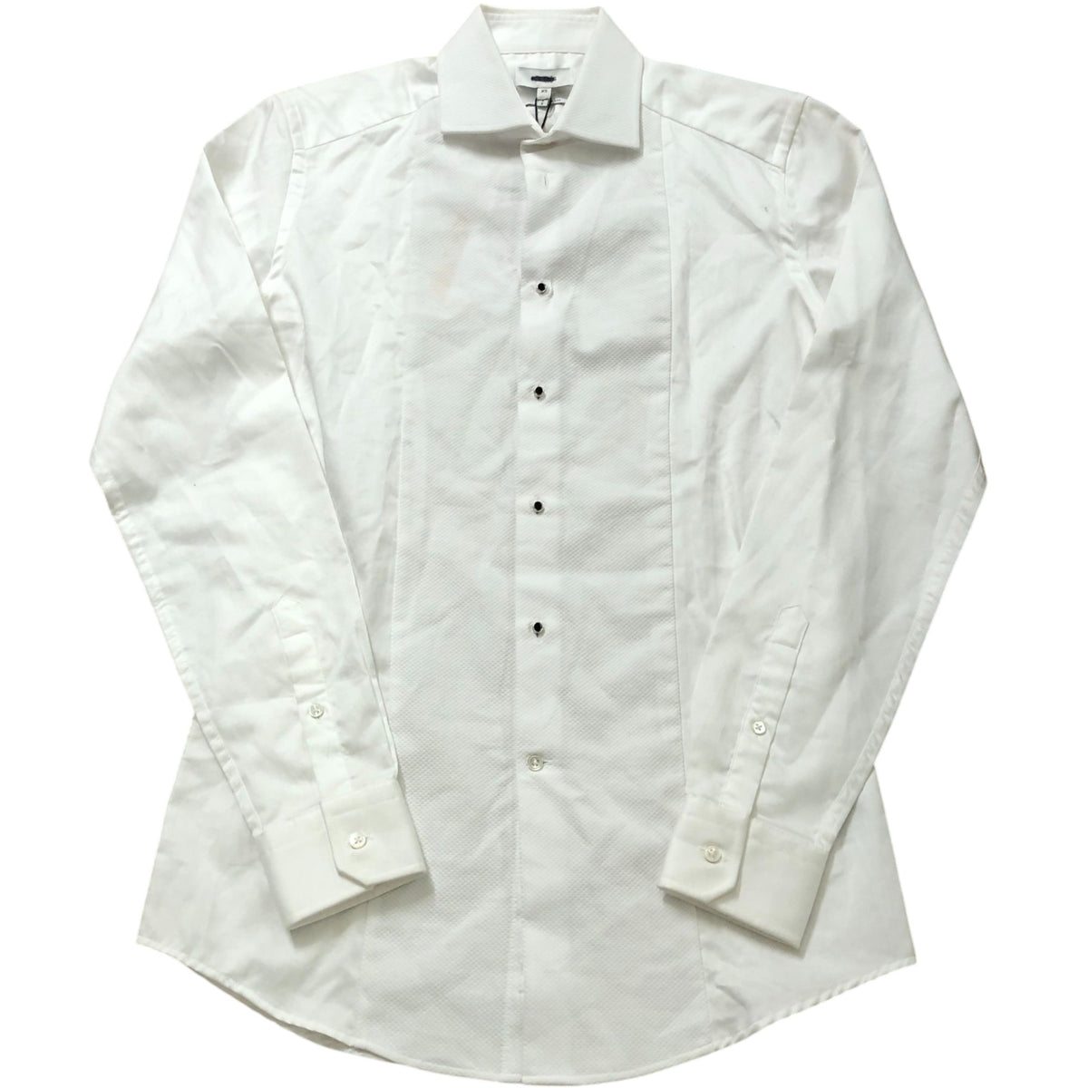 Marcell LS Shirt XS Men's Slim Fit White Cotton Textured Long Sleeves
