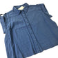 Blue Cotton Blouse Women's Short Sleeve Lace Detail Medium