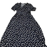 Baukjen Polka Dot Midi Dress UK12 Women's Viscose Navy White Casual Style