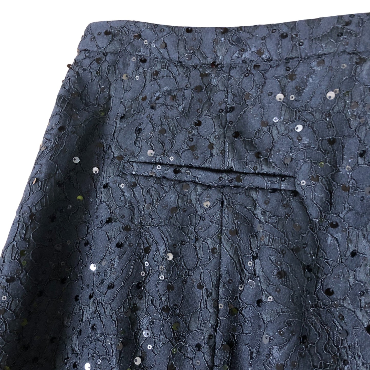 Branded Black Lace Sequin Flared Trousers - Size 16R