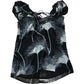 Women's Black Floral Print Chiffon Top Sleeveless Tie Neck XS