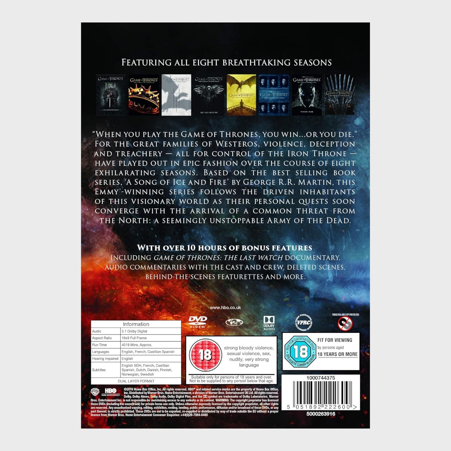 Game of Thrones: The Complete Season DVD - New/Sealed