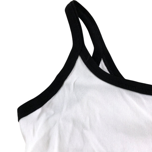 River Island Tank Top UK L Women's Cotton Blend White with Black Trim