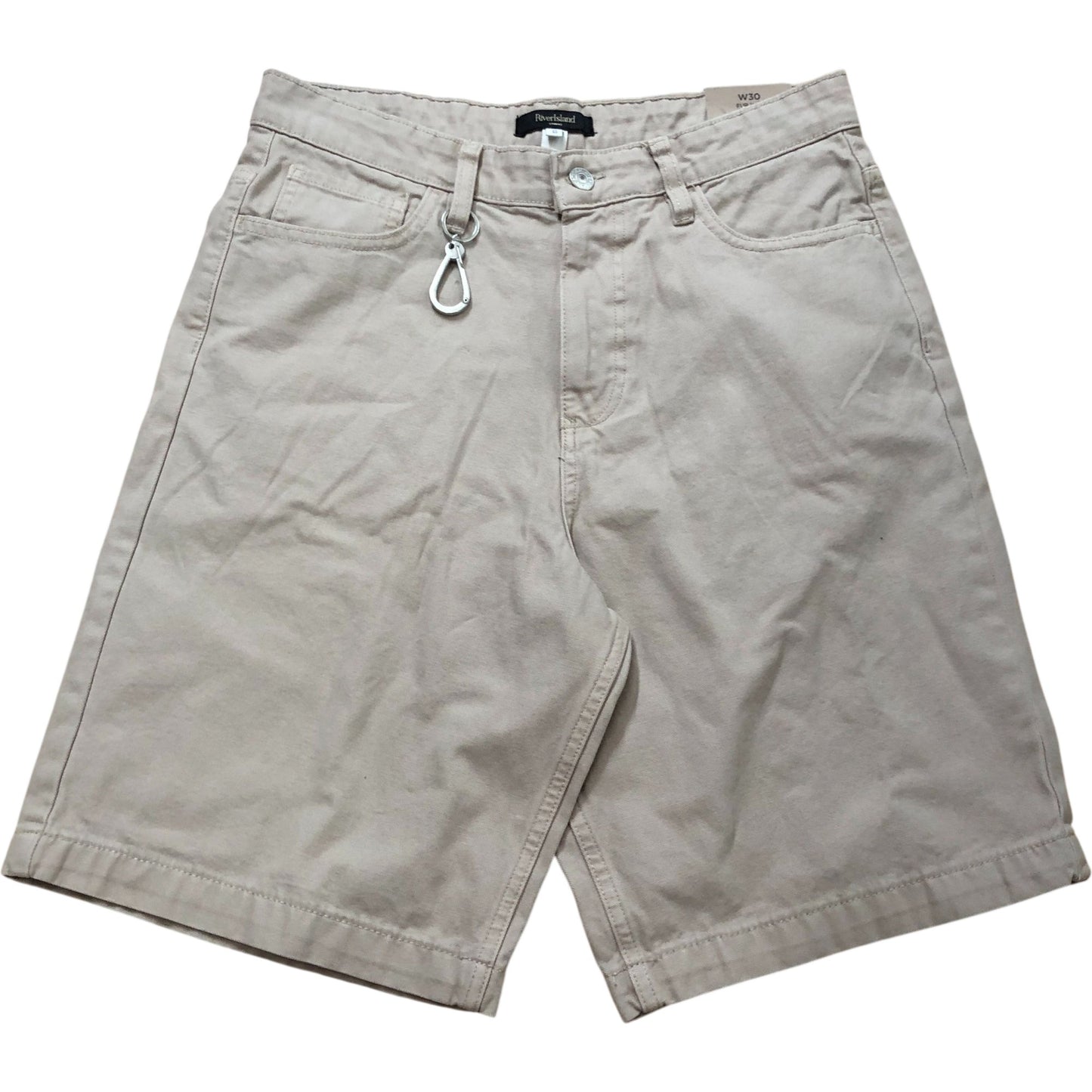 River Island Men's Loose Fit Cargo Shorts W30 Beige Cotton Lightweight
