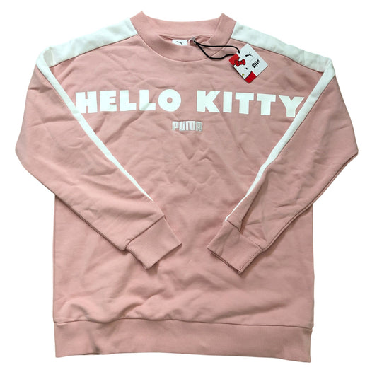 Puma Hello Kitty Sweatshirt Women's Size S Pink Cotton Crew Neck Long Sleeve