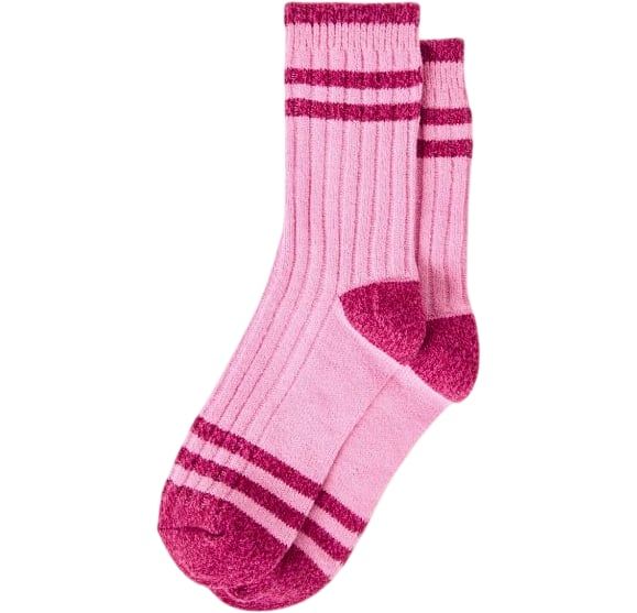Pink and Burgundy Sporty Stripe Supersoft Socks One Size - Two Pack