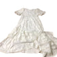 White Floral Embroidered Midi Dress Women's Puff Sleeve UK14