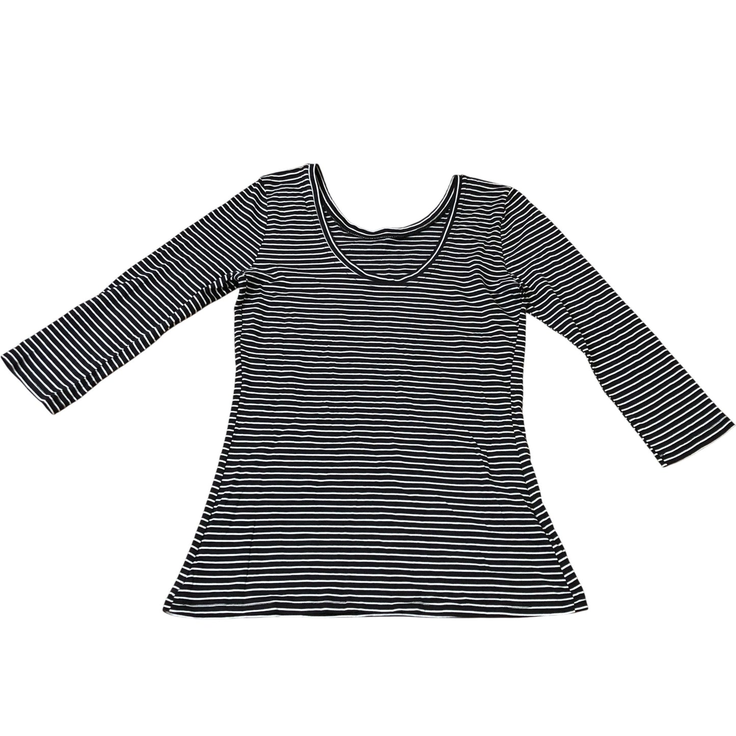 Striped Long Sleeve Top Size 12 Women's Casual Cotton Blend Black White