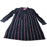 Striped Dress Girls Long Sleeve Cotton Blend Navy Blue 7-8 Years