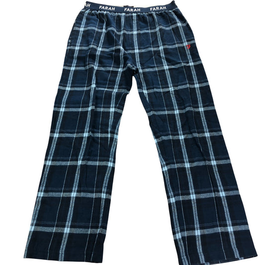 Farah Men's Lounge Pants Blue Check Cotton Casual Sleep XXL