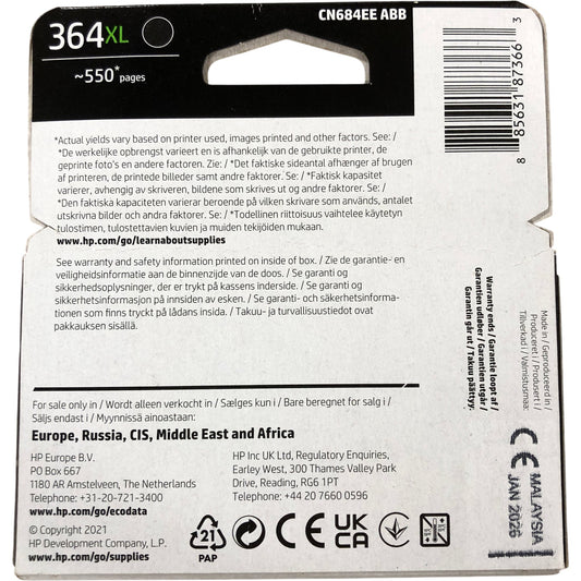 HP 364XL Black Ink Cartridge High Yield CN684EE Compatible with Printers