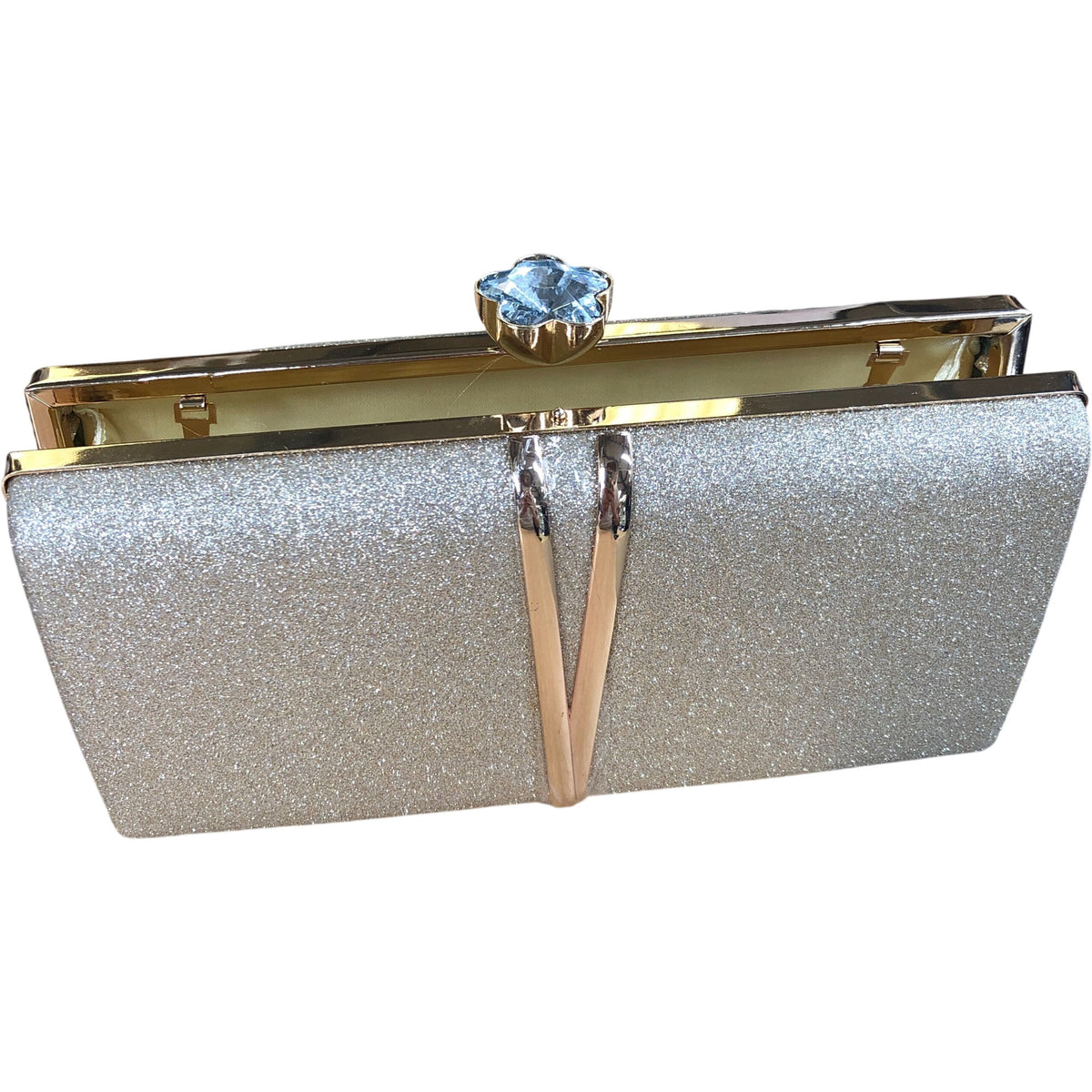 Stylish Glitter Clutch Bag With Chain Strap Gold Elegant Evening Handbag