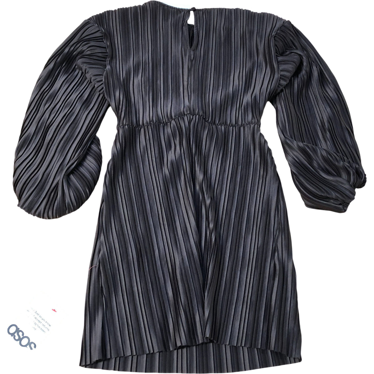 ASOS Design Pleated Dress UK 8 Women's Long Sleeve Brown Polyester