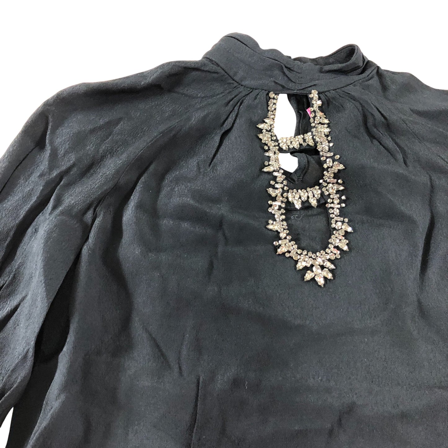 Branded Black Embellished Keyhole Top - Size 8