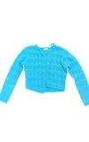 River Island Girls Cardigan 9-10 Years Knit Layered Aqua Blue Patterned
