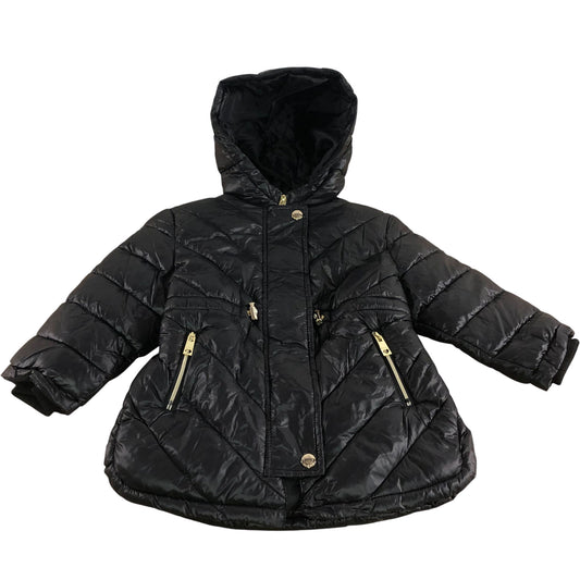 River Island Puffer Jacket UK2-3Years Kids Black Hooded Zip Fastening