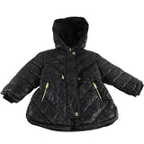 River Island Puffer Jacket UK7-8 Years Kids Black Hooded Zip Fastening