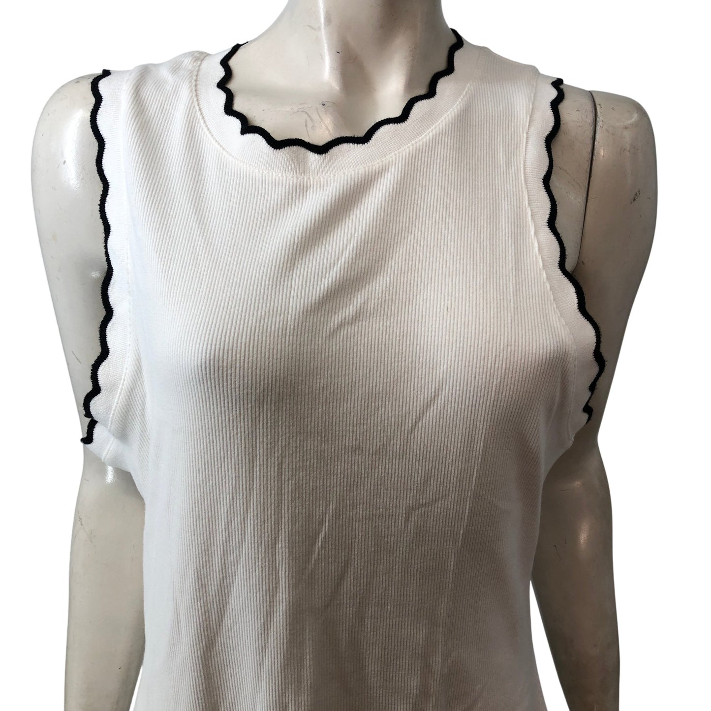 River Island 60s Style Ribbed Dress Size UK 14-16 Women's White Sleeveless